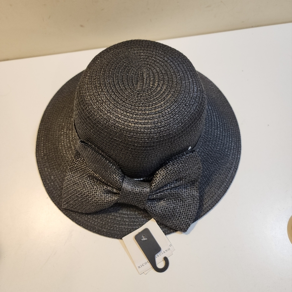 NICOLE MARCIANO Elegant Black Bow Hat OS